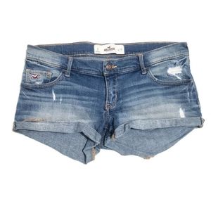 Hollister Distressed Roll Cuff Hem Denim Short 3/4